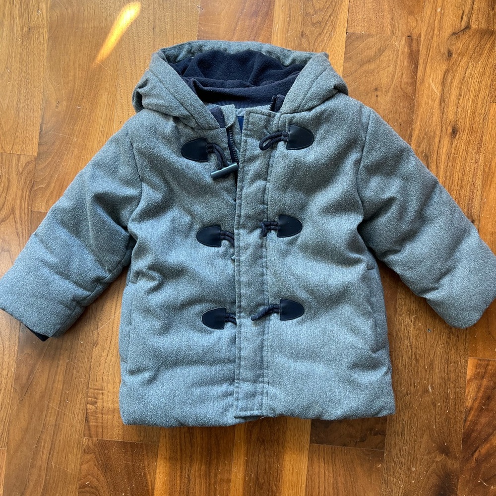 JACADI toddler boy water-repellent flannel duffel coat